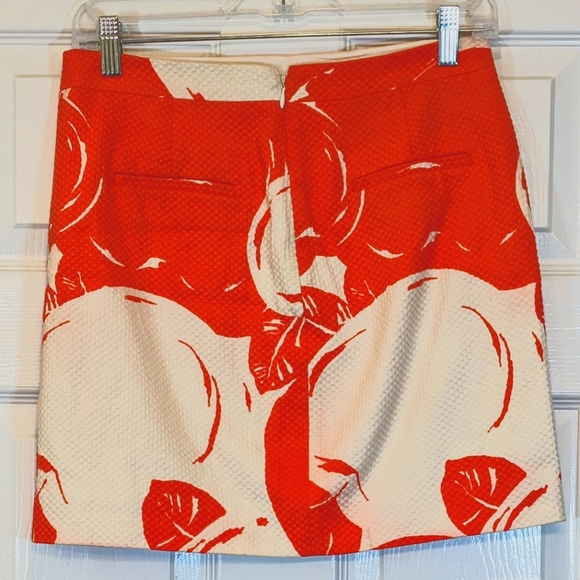 J. Crew Postage Stamp back zip Mini Skirt pink red Big Apple size 2 - Picture 2 of 7